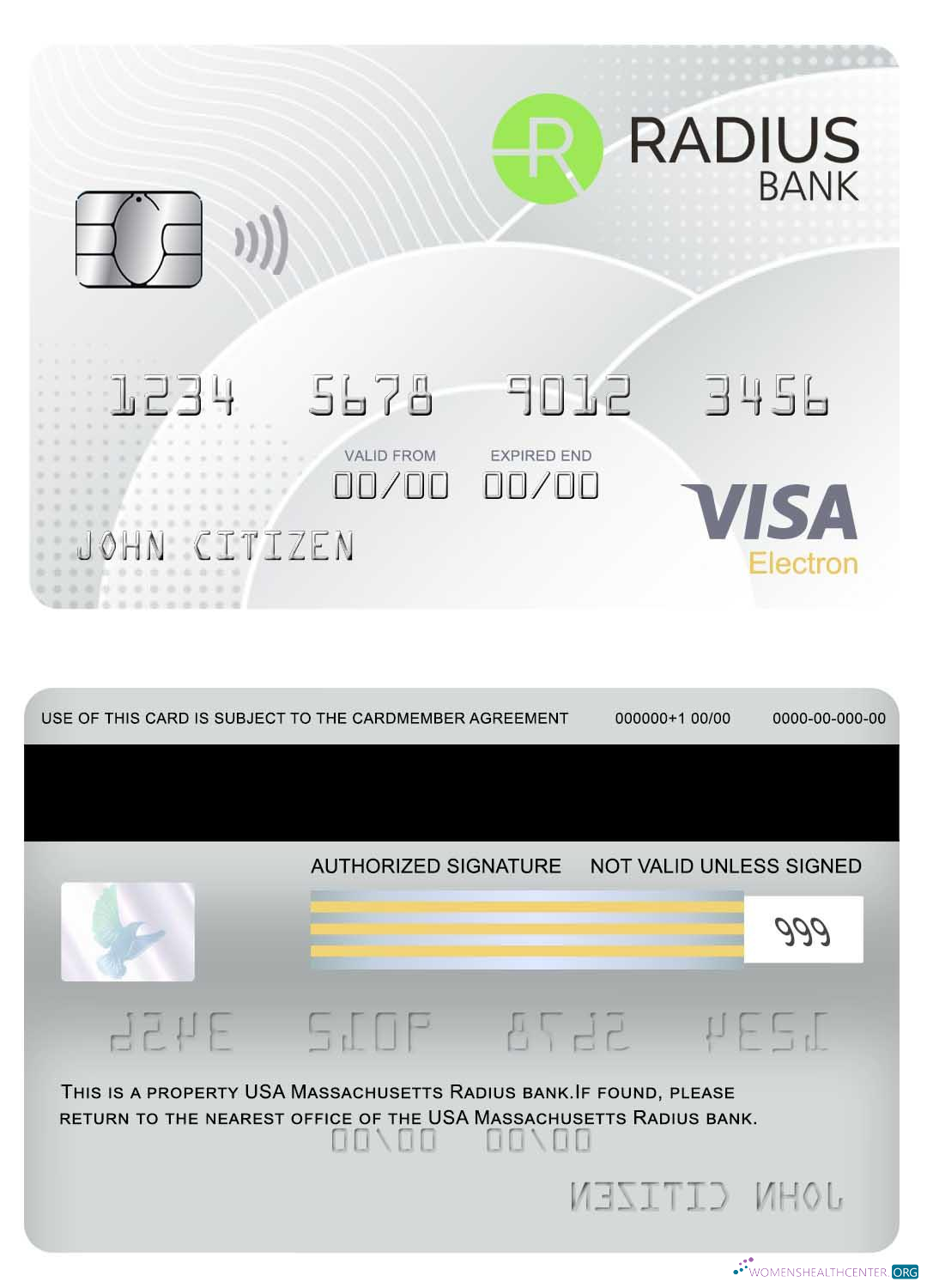 Download USA Massachusetts Radius visa electron card Photoshop template